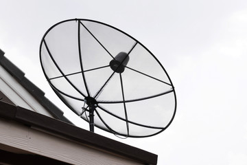 satellite dish on house roof