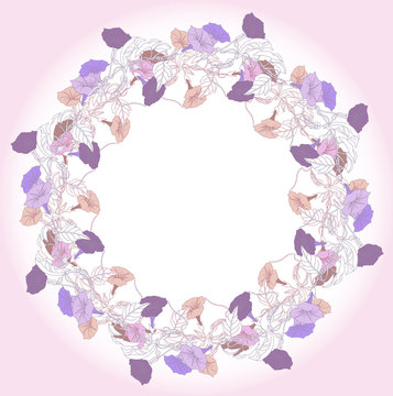 Wreath with blue violet bindweed. Vector illustration
