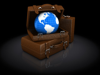 luggage and earth globe