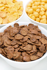 chocolate cornflakes and breakfast cereals, close-up