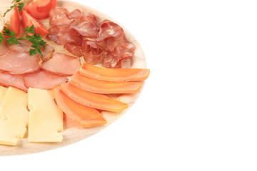 Close up of meat and cheese.