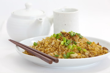 asian food fried rice with pork and egg