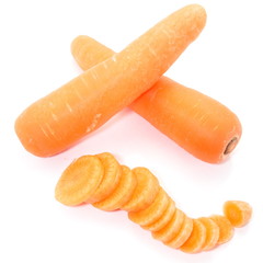 Sweet and fresh carrots vegetable on white background