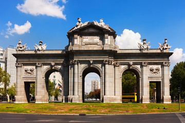 Fototapeta na wymiar Front view of Gate of Toledo. Madrid