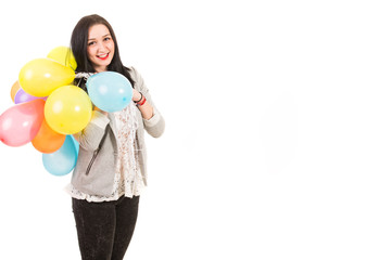 Happy woman with balloons