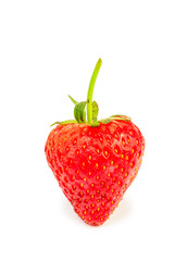 Heart shaped strawberry isolated on white background