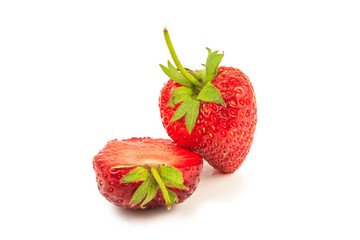 Ripe strawberries isolated on white background