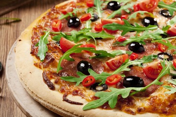Pizza peperoni on plate