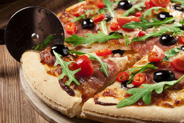 Pizza peperoni on plate