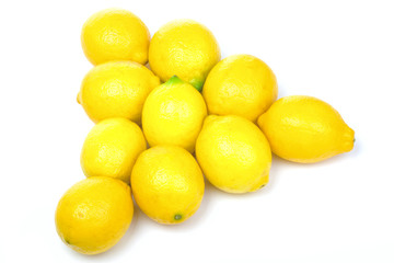 Billiards pyramid maked from yellow lemons