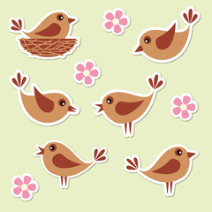 Set of vector cute birds