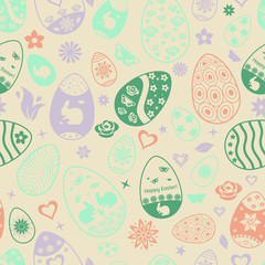 Seamless pattern of Easter eggs