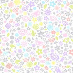 Multicolored seamless pattern of flowers