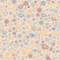 Fototapeta premium Multicolored seamless pattern of flowers