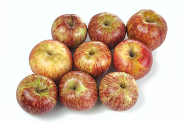 Group of nine red striped apples