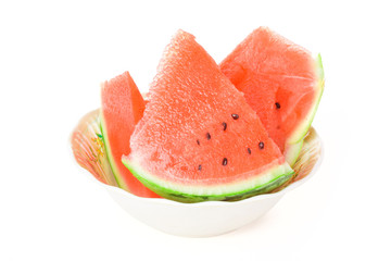 Pieces of sliced watermelon in a bowl
