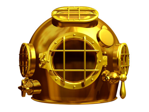 diving helmet in gold