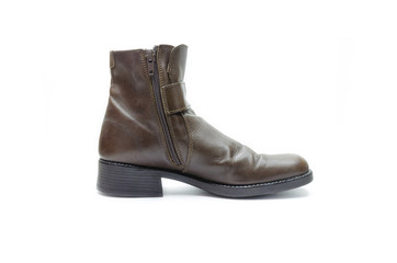 Leather boot on white background