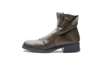 Leather boot on white background