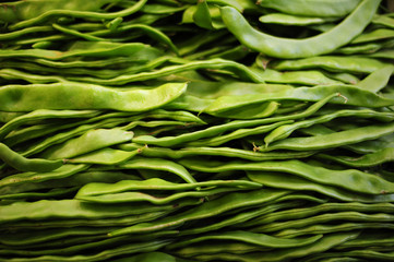 Green French beans closeup