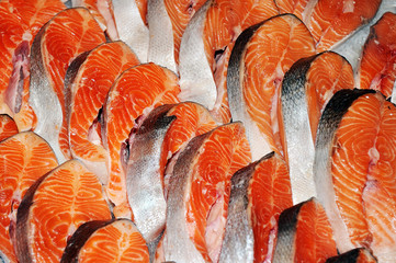 Fresh slices of salmon