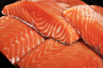 salmon fillet with ice-cold