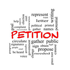 Petition Word Cloud Concept in red caps