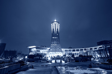 modern buildings of the city at night