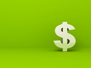 white dollar currency symbol on green background. business conce