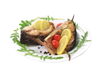 Baked fish on a plate