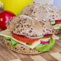 Vegetarian wholemeal sandwich roll