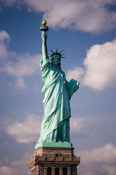 The Statue of Liberty is a national symbol and stands overlooking New York harbour on the Hudson river. 