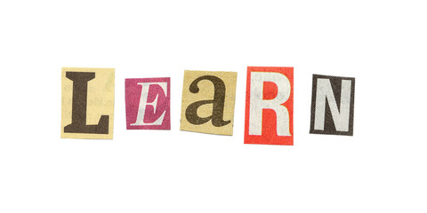 Learn, Cutout Newspaper Letters