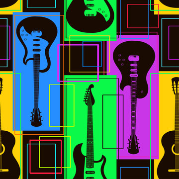 Seamless pattern of guitars