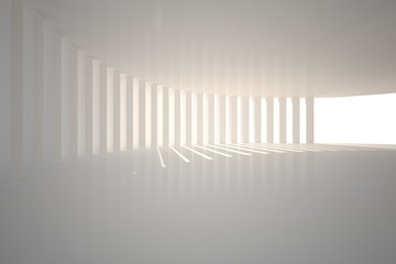 Curved white room with light