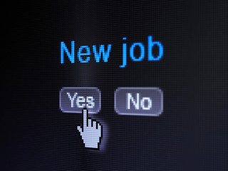 Finance concept: New Job on digital computer screen