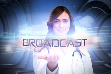 Broadcast against abstract white cloud design