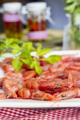 Red prawns with parsley