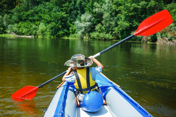 Boy kayaking