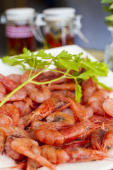 Red prawns with parsley