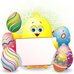 Easter Chick Cartoon with White Panel