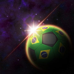 Fototapeta premium Flag on 3d football with rising sun illustration
