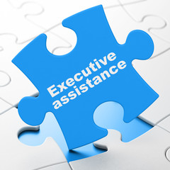 Business concept: Executive Assistance on puzzle background