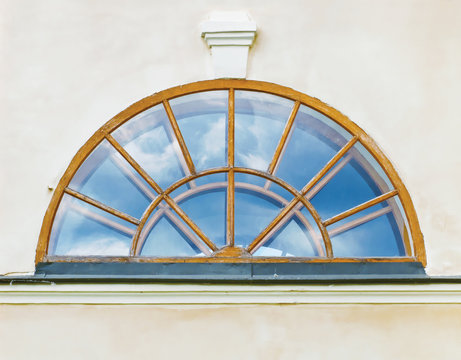 Half-round window in old house