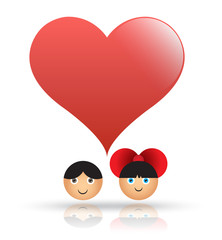 Heart with icons male and female for love