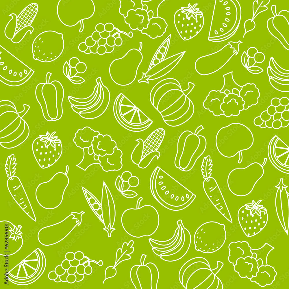 Wall mural background fruits and vegetables