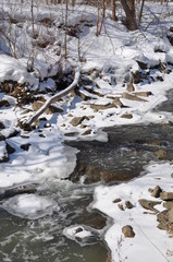 Icy water in the stream