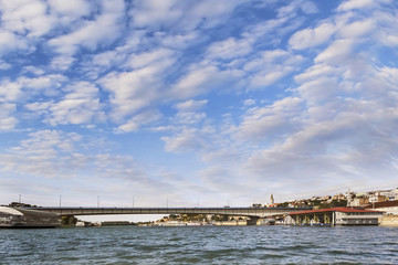 Belgrade Panorama - Branko's Bridge With Tourist Port on Sava Ri