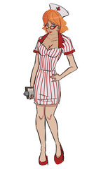 retro nurse pin up vector