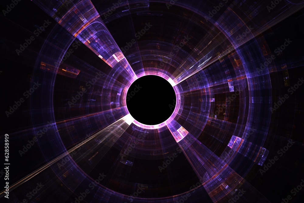 Wall mural abstract fractal background with empty black circle